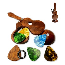 MYLYWOO MYLYWOO Guitar Pick Holder with Guitar Picks Guitar Keychain Wooden Home Decor Statues car mirror decor hanging Guitar gifts Music gifts car gifts