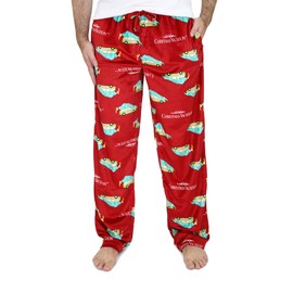 National Lampoon's Christmas Vacation Mens Pajama Pant - Griswold Family Christmas Loungewear, Fleece Holiday PJs, Red, Large