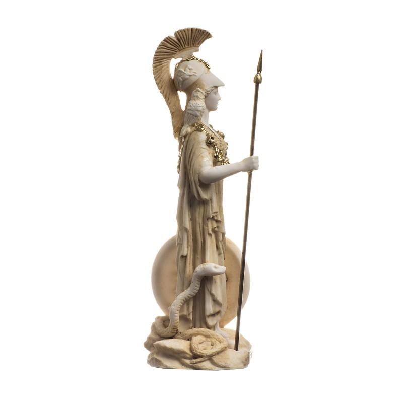 BeautifulGreekStatues Athena With Owl Medusa Holding Shield Greek Goddess Alabaster