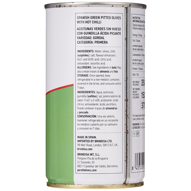 Perelló Spanish Gordal Pitted Green Olives, 150g