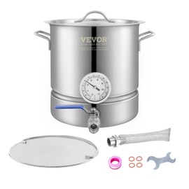 VEVOR Brew Kettle 5 Gal, Brewing Pot Stainless Steel, Brew Kettle Pot for Beer Brewing with Filter&Filter Tray, Tri Ply Bottom