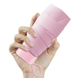 Zidoley Mini Folding Umbrella for Purse, UPF 50+ Sun Protection and Rain Protection, Compact Windproof Pocket Umbrella Mini with Case, Construction, Suitable for Bag Commuters, Boys, pink