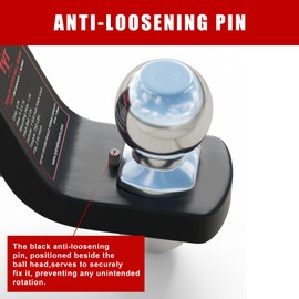 TYT Trailer Hitch Mount with 2" Chrome Ball&Lock, Fits 2-in Receiver, 7,500 lbs (6-Inch Drop)