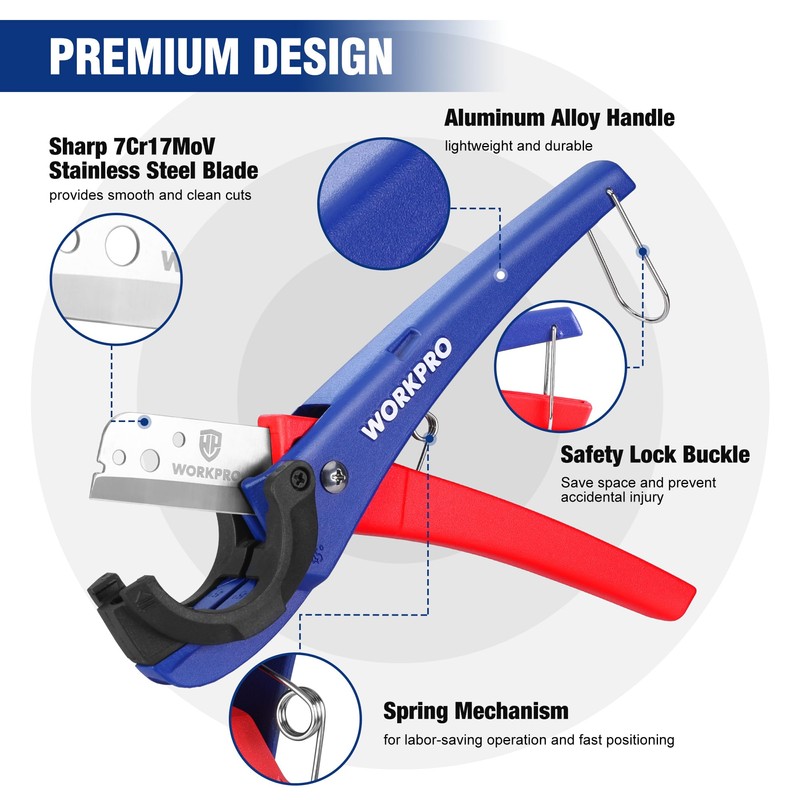 WORKPRO PEX Cutter with Sharp Blades, Hose Cutter with 1/8"-1-5/8"