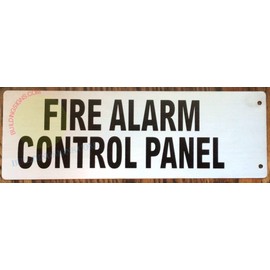 FIRE ALARM CONTROL PANEL SIGN -FACP SIGN -Two-Sided/Double sided Projecting, Corridor and Hallway Sign (Aluminum, silver, 4x12 Inch)-The Hallway Line