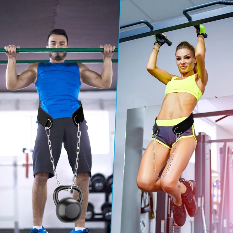 Dip Belt With Chain,Weightlifting Belt or Pull-Ups, Powerlifting, Squats, and