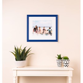 ArtToFrames 12x16 Inch Blue Picture Frame, This 1" Custom Wood Poster Frame is Blue Stain on Red Leaf Maple, for Your Art or Photos - Comes with Regular Glass, WOM0066-60823-YBLU-12x16