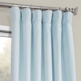 HPD Half Price Drapes VPYC-198594-96 Heritage Plush Velvet Curtain (1 Panel), 50 X 96, Aquarius Blue