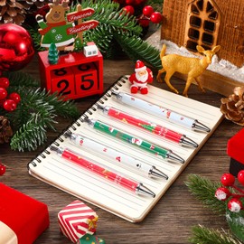 Clabby 30 Pcs Christmas Gel Pens Christmas Retractable Pens Cute Ballpoint Pen Santa Claus Elk Snowman Christmas Tree Black Ink Xmas Gifts for School Office Supplies