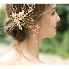 J's select Luxury European Style Women's Long Earrings Earrings for Bridal Wedding Party, Pearl