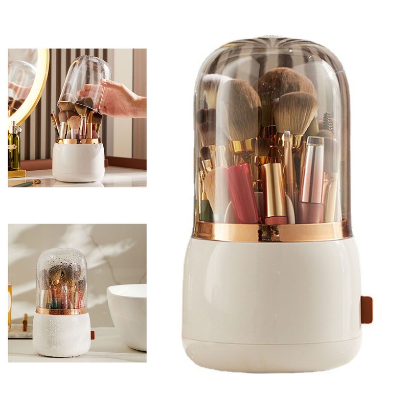 Makeup Brush Holder Multifunctional Brush Organizer Home Rotating Dustproof Cosmetic