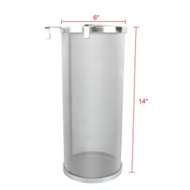 YaeBrew 6 X 14 Inch Hop Spider 300 Micron Mesh Stainless Steel Hop Filter Strainer Hopper for Home Brewing Beer Tea Kettle (6"X14")