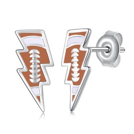Football Earrings 925 Sterling Silver Sport Football Earrings for Women Sports Fans Players Jewelry for Women Girls