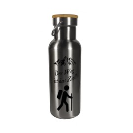Der Weg ist das Ziel Hiking Thermos Flask with Bamboo Lid