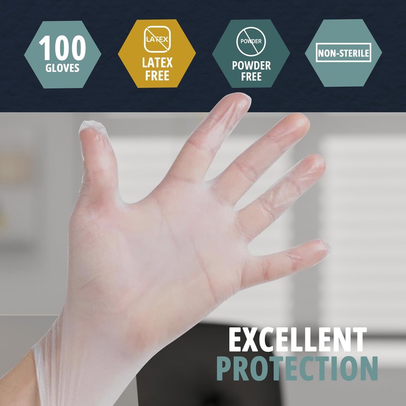 MED PRIDE Medical Vinyl Examination Gloves (Small, 100-Count) Latex &
