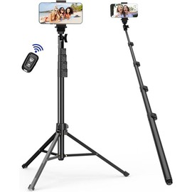 63" Phone Tripod for  & Selfie Stick, Adjustable Cellphone Tripod Stand with Remote and Phone Holder, Compatible with Camera Ring Light Filming for Video Recording Live Streaming - Colour: 63in