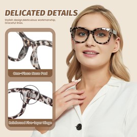 JiSoo Oversized Reading Glasses for Women Men 2.75, Stylish Designer Readers Women 2.75 with Large Frame,Demi Grey