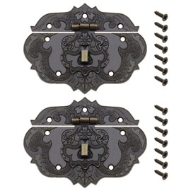 The Lord of the Tools 2PCS Antique Hasp Latch Vintage Bronze Clasp Jewelry Box Decorative Lock with Screws for Vintage Wooden Box Gift Box Wine Box Toolbox 9.6x7.2cm