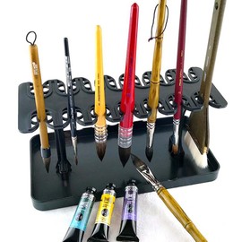 MIXJOY Artist Paint Brushes Drying Rack Holder Bristles Pointing Down Detachable Drawing Pen Brush Organizer Hanger Protection for Long Brushes Thick Acrylic Watercolor Brush Stand