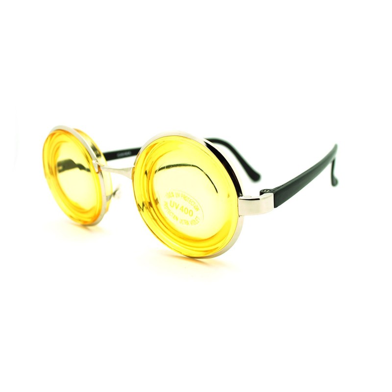 SA106 Thick Bifocal Yellow Lens Round Circle Novelty Glasses
