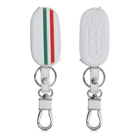 kwmobile Fiat Lancia 3-Button Folding Car Key Case - Key Cover Protective Case Key Case for Car Keys - PU Leather Green/Red/White