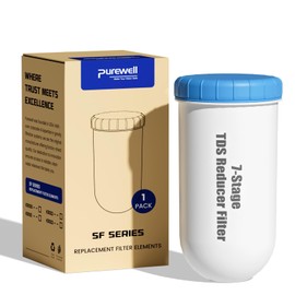 Purewell 0 TDS 7-Stage Water Filter Replacement for Zero Pitcher, Purewell SF series system, 100Gal Long-Lasting, NSF Certified to Reduce TDS, Total PFAS, Mercury& Heavy Metals, Chlorine (1 Pack)