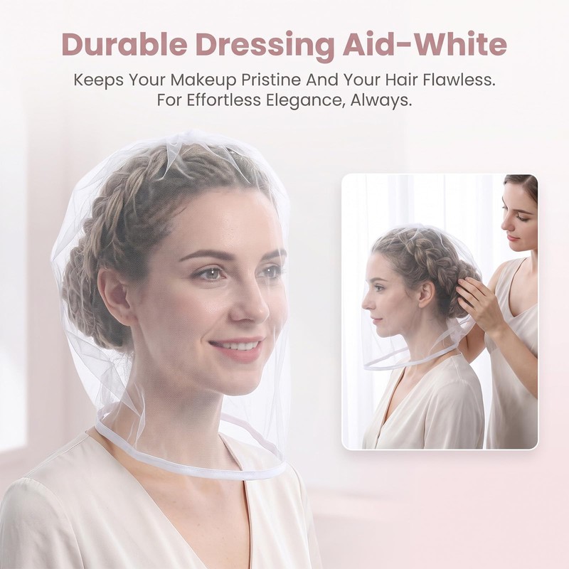 2-Pack Makeup Protector Hood, Protects Hair Face Glasses, White