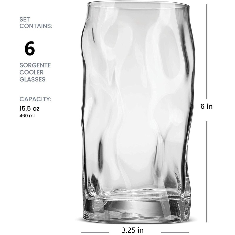 Bormioli Rocco Sorgente 15.5 oz. Cooler Glasses, Set of 6,