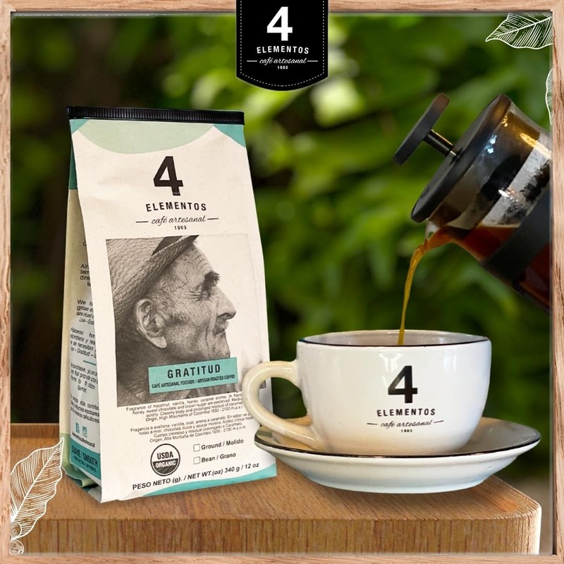 4 Elementos | Ground Specialty Coffee Colombian, 12 Oz, Honey,