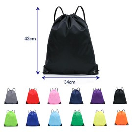 Drawstring Bags, Pack of 12 PE Bags Drawstring Gym Bag, Swimming Bag, Gym Bag, Drawstring Large Capacity Drawstring Sports Bag for Sports Gym Travel Swimming Beach Football 34 x 43 cm, blue