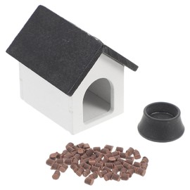 Abaodam Miniature Dog House: 1:12 Scale Dollhouse Wooden Pets House with Dog Bowl and Dog Food Mini House Furniture Accessories Set for Fariry Garden Scene Decors