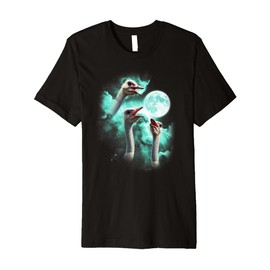 Three Ostrich Howling at The Moon tie dye Green Premium T-Shirt