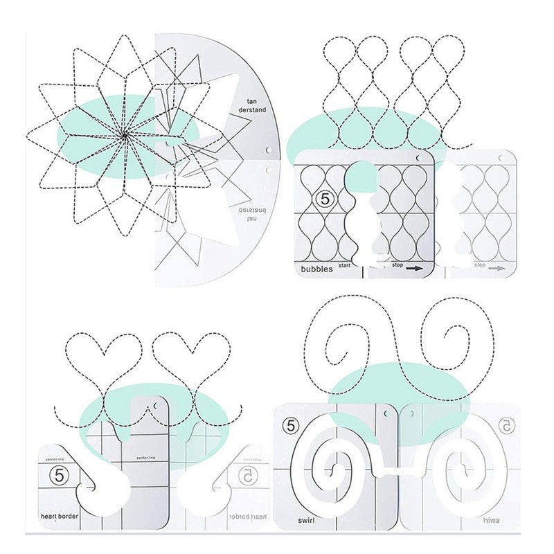 11 Pcs DIY Quilting Template Set Domestic Sewing Acrylic Templates