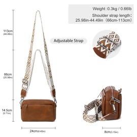 Gladdon Small Crossbody Bags for Women Vegan Leather Trendy Purse with Wide Shoulder Strap Camera Bag Brown