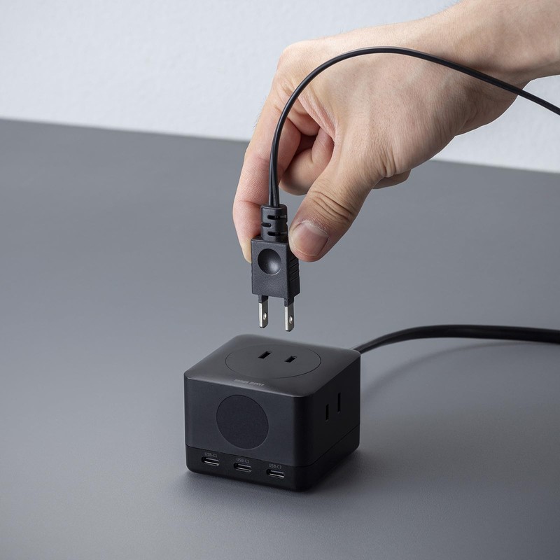 Sanwa Supply TAP-B111C3BK GaN PD67W Tap with USB Rapid Charging