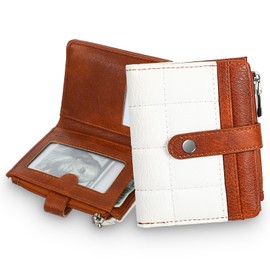 Heclia Slim Wallet Women, Leather Bifold RFID Blocking Credit Card Holder, Compact Card Wallet with Zipper Coin Pocket ID Window, Cute Travel Small Purse Multi Cards Organizer for Girls Ladies