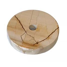 Unbranded NEW-OLD STOCK: 5" Round Teakwood Marble Lamp Base or Step w/o wireway lamp part