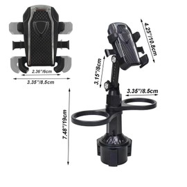 Car Phone Holder for Your Car with 2 Car Cup Holder Phone Mount Universal Automobile Cradle - Adjustable Clamp Arms & Angles, 2 in 1 Cup Phone Holder Fit for All Smartphones and Most Bottle