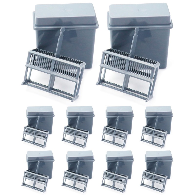QWORK Microscope Slides Staining Jar and Rack, 10 Pack 24-Slots,