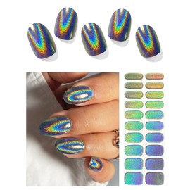 AutyaMee Semi Cured Gel Nail Strips (Glitter Rainbow)-20 PCS Gel Nail Wraps | Gel Nail Stickers, Salon Quality & Easy To Use | UV Light Required