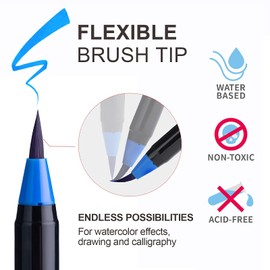 ParKoo ParKoo Watercolor Brush Pens, 24 Colors Flexible Real Nylon Brush Tip Pens for Watercolor Painting, 1 Blending Brush, Paint Markers for Artists and Beginner Painters Coloring Books, Calligraphy