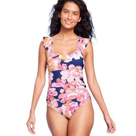 Kona Sol Women's Full Coverage Floral Print Ruffle Sleeve One Piece Swimsuit - (US, Alpha, Medium, Regular, Regular, Multi)