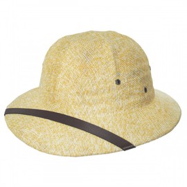 Village Hat Shop Toyo Straw Pith Helmet (Tan/White)