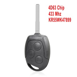 3 Button Car Key Remote Control for Ford Mondeo Focus Fiesta C Max S Max Galaxy (433 MHz 4D63 Chip KR55WK47899) (4D63)