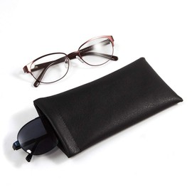 Squeeze Leather Sunglasses Pouch - 3 Pack Spring Storage Glasses Pouch Holder (Black)， Eyeglasses Case Sleeve