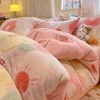 CinYana Pink Floral Duvet Cover Set Queen Fluffy Bedding Set
