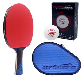 Counterstrike Phantom Light Ping Pong Paddle Set | 6 Balls | Hard Protective Case | Professional Table Tennis Paddle | ITTF Approved | (Blue Matte Fiber)