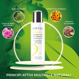 LOVVES Starlight Liquid Exfoliator, High Natural Cosmetics, Contrasts Impurities, Regenerating Effect, Refines the Skin Texture and Makes It Smooth and Homogeneous, 100 ml Bottle