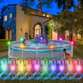 SPYONG Solar Pool Lights for Frame Above Ground Pools, Upgraded Super Bright RGB Color Light, Waterproof Frame Pool Decoration, for Frame Swimming Pools, Trampoline, Outdoor Decor(10 Packs)