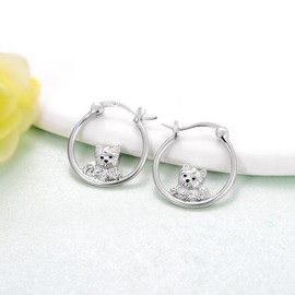 Yorkie Earrings 925 Sterling Silver Yorkie Dog Hoop Earrings Cute Yorkie Jewelry Gifts for Women